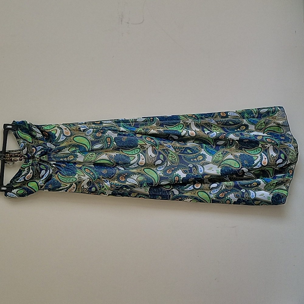 Boho Dress|Green Multi Color Strapless Dress |Size Large